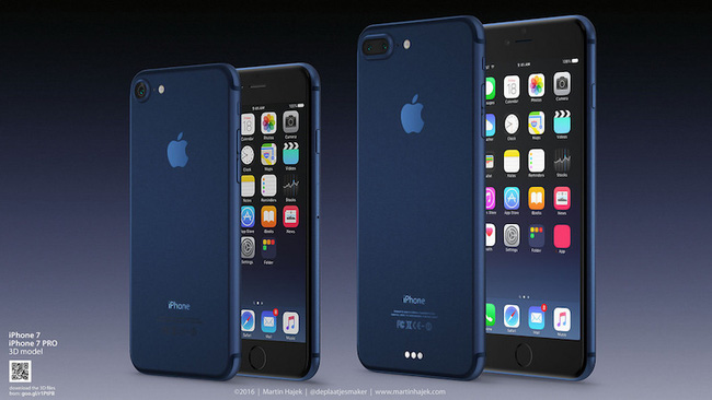 Bộ đôi ý tưởng iPhone 7 và iPhone 7 Plus có màu xanh đậm của nhà thiết kế Martin Hajek. 
