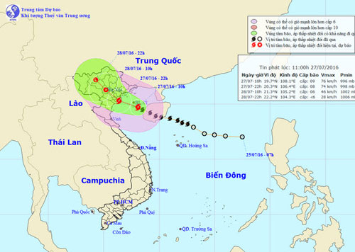 Đường đi và hướng di chuyển của cơn bão số 1. Ảnh Trung tâm Dự báo KTTVTƯ.