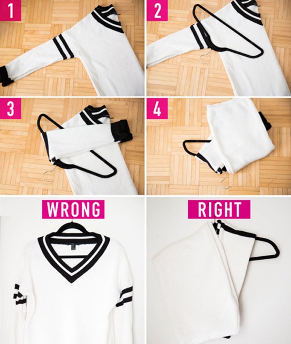 Cách treo các loại áo len và áo thun