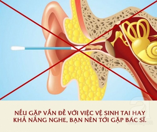 Dùng tăm bông sẽ đẩy bụi bẩn và vi khuẩn vào sâu bên trong tai