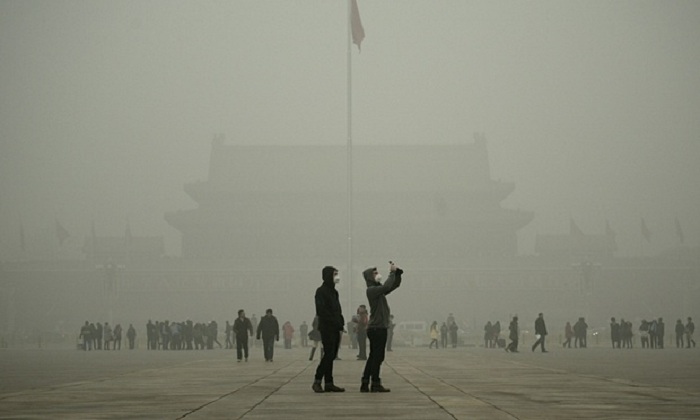 Sương mù ô nhiễm tại quảng trường Thiên An Môn. (Ảnh: Getty images)